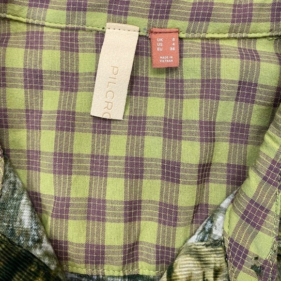 NWT Anthropologie Pilcro Ruched Corduroy Shirt Dress in Green Size 4 Small - Picture 9 of 14